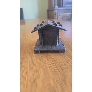 Hand Carved Wooden Cabin House Coin Bank Small Rustic Log Home Money Box Decor